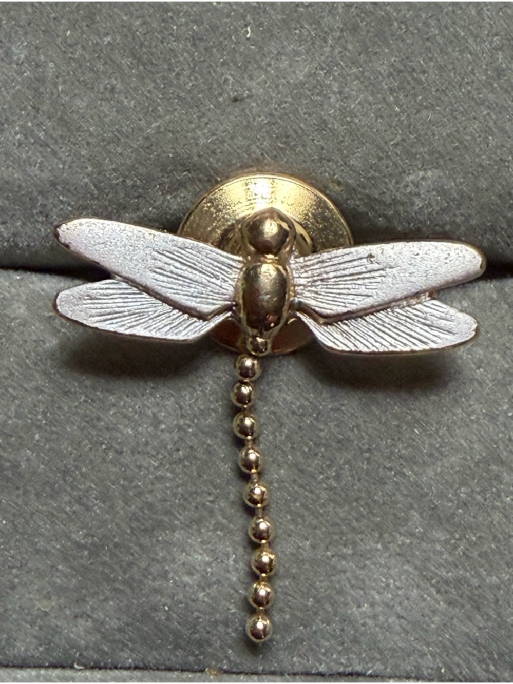 Avon Dragonfly Pin Brooch in Silver and Gold Tones